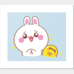 Happy Cute Bunny Posters and Art